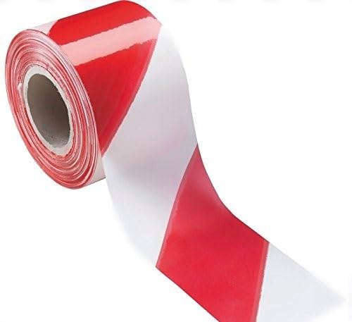 StickersLab - Nastro segnaletico Bianco/Rosso in polietilene 200 mt x 70mm Scatola da 24pz spedizione Gratuita