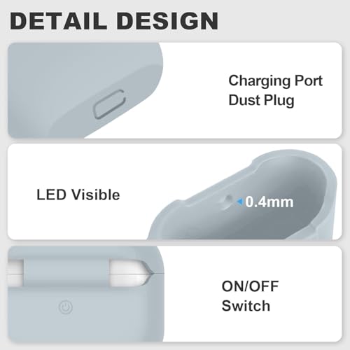 Image of Meyaar for Apple AirPods Pro 3 ​​​​​​​Case Cover with Keychain, Soft Skin Silicone Case Cover, Full Protective Case Cover Compatible with AirPods Pro (3rd Generation) Case 2025 (Light Grey)