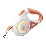 Bloepum 5M Retractable Dog Leash with LED Flashlight, DurableNylon Lead, Adjustable Control for Pet Walking and Running B