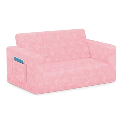 Delta Children - Serta Perfect Sleeper Kids 2-Seater Sofa, Convertible 2-in-1 Flip Open Toddler Couch Sleeper, Foam Chair for Playroom & Bedroom, Bed Lounger, Comfy Play Sleeping Lounge Chair, Pink by Delta Children - Image 7