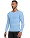 EAONLFP Men's Compression Shirts Long Sleeve V-Neck Running Workout Sports Undershirt Thermal Base Layer Tops Sky Blue