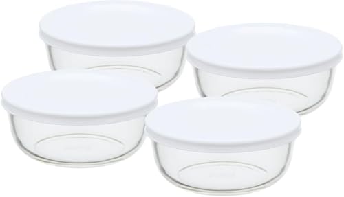 iwaki(イワキ) 耐熱ガラス 保存容器 電子レンジ オーブン SS 180ml×4個セット ホワイト パックぼうる KBC4130-W1 グラタン皿 耐熱容器 耐熱皿（Amazon）
