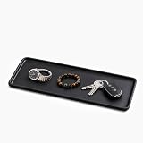 Bandeja de cerámica para tocador de 26,5 × 9 × 1,2 cm, Bandeja Decorativa Negra, Organizador para el Lavabo, diseño de Estilo Minimalista, Ideal para cosméticos, perfumes, jabones y Velas