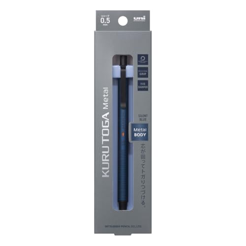 Image of Uni Kuru Toga Metal Mechanical Pencil, Auto Lead Rotation, 0.5mm Fine Point, All-Metal Body, Silent Blue, M5KH1P.10