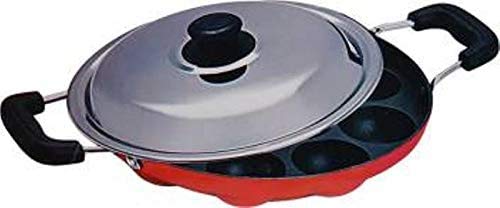 Appam Maker 12 Pit Appa Maker Non Stick Appam Patra with Stainless Steel Lid Chetty Paniyaram Patra