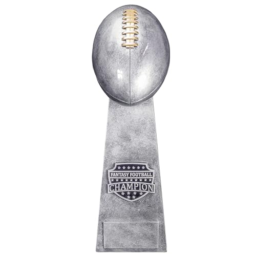 Image of Decade Awards Fantasy Football Champion Trophy, Silver or Gold - FFL Tower Award - Custom Engraved Plate on Request (11.5 or 16 Inch Tall)