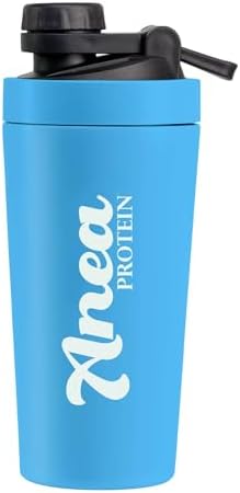 Stainless Steel Shaker Bottle | Insulated | Wire Whisk Included With Additional Blender Cage | 20-Ounce | Blue