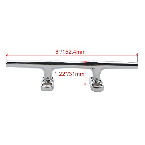 MIZUGIWA 6 inch Boat Cleat 316 Stainless Steel Dock Cleat Open Base Cleats Boat Dock Cleats Rope Cleat with Fasteners for Boat Docks,Decks,Kayaks,Marine, Nautical Decor,Pack of 2 - Thumbnail 5