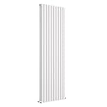 iBathUK Strata Wall-Mounted Vertical Double Oval Panel Radiator, 10 Column Steel High Thermal Output Hydronic Central Heating, Designer Modern Radiator in Matt White, 1800×590mm