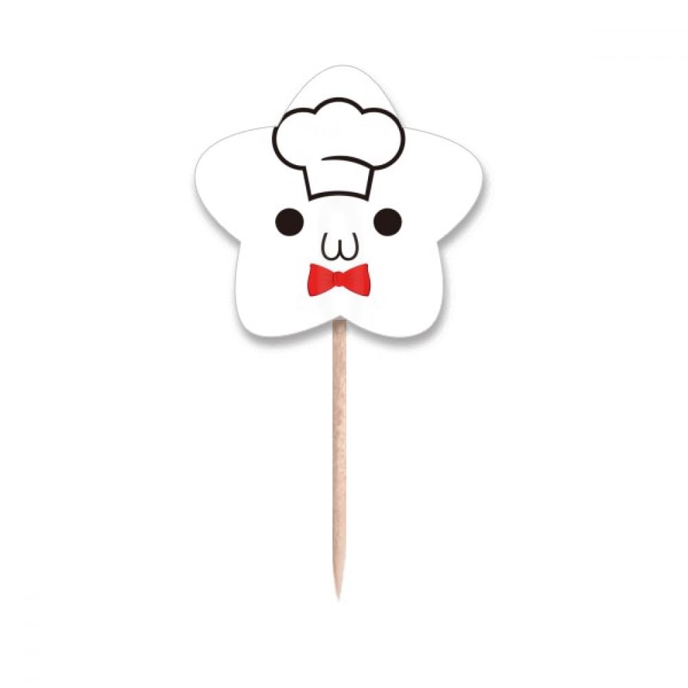 Cure-dents étoile avec étiquette chef cuisinier pour gâteaux