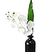 Calcifer® 10 Pcs Artificial Real Touch Latex Phalaenopsis Orchid Stem Bouquets with 2 Leaves Artificial Flowers for Wedding Party Home Garden Decor (White&Yellow Heart)