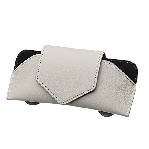 ihreesy Car Glasses Holder,Universal PU Leather Sunglasses Clip Storage Case with Magnetic Closure Car Eyeglass Storage Box Auto Interior Accessories,Gray