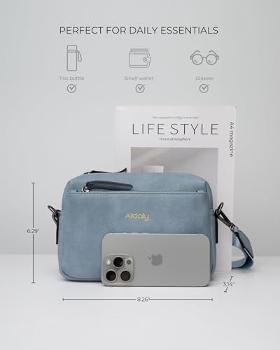 Image of Alldaily Small Triple Zip Crossbody Purse for Women, Vegan Leather Phone Bag with Wide Shoulder Strap