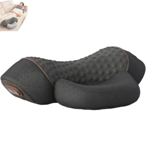 Heapls 3 in 1 Neck Massage Pillow, 3 Function Modes - Traction and Lifting/Bionic Massage/Smart Heat Compress, Compact Size, Comfortable and Soft, for Home Office Travel (Classic Gray)