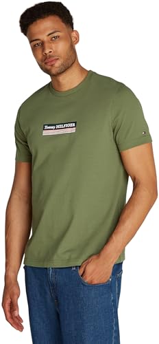 Tommy Hilfiger Herren T-Shirt Kurzarm Box aus Baumwolle, Grün (Battle Green), XXL – Ansicht 1