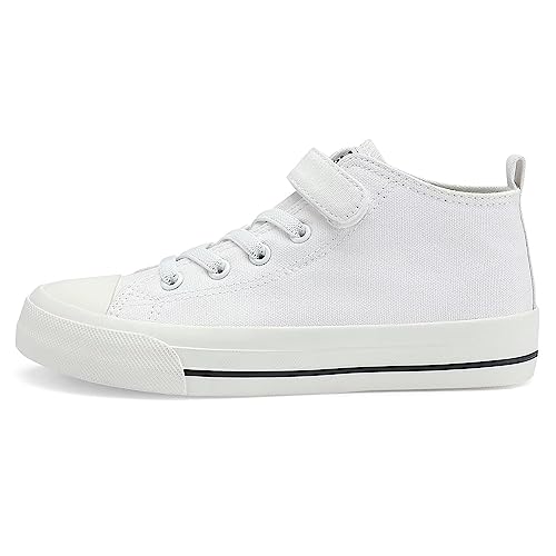 Fefoe Boys Sneakers Girls White Tennis Canvas Shoes Kids Casual Walking Shoes Toddler Lightweight Hook And Loop Running Sneakers Fashion School Students Sport Shoes Size 9 #TOP2