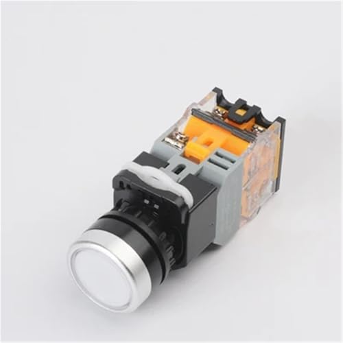 Interrupteur bouton-poussoir 22mm LA38-11D blanc 12V à verrouillage pour panneau