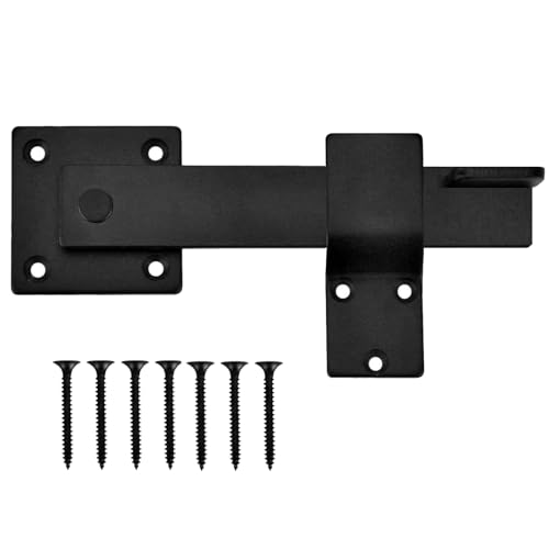 15cm Torverriegelung mit Klappmechanismus Schwerlast-Riegel für Scheunentore Mattschwarzer Eisenriegel für Außentore Schuppen Garagen Hütten und Holzmöbel