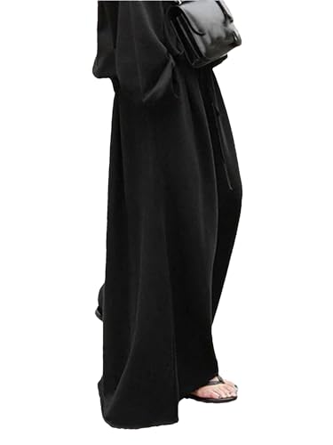 Women's High Waisted Wide Leg Palazzo Pants Fashion Solid Color Pleated Loose Casual Pants