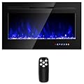 SIMOE 36-Inch Electric Fireplace Insert with Remote Control - Wall Recessed & Mounted, 9 Flame Colors, 5 Brightness Settings, 8 H Timer, Indoor Fireplace Heater (750W/1500W)