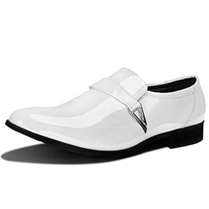 ZZHAP Men’s Pointed-Toe Tuxedo Dress Shoes Casual Slip-on Loafer