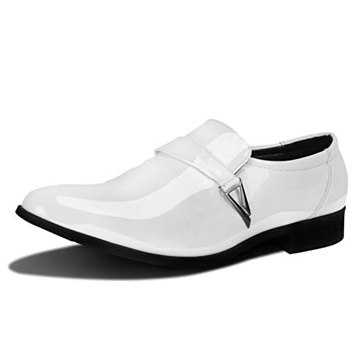 ZZHAP sapato social masculino sem cadarço com bico fino e mocassim casual, Branco, 7