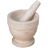 Bosiyrggrl Champagner-Marmor-Mörser und Stößel-Set mit Gewürz- und Knoblauchmühle, Beige