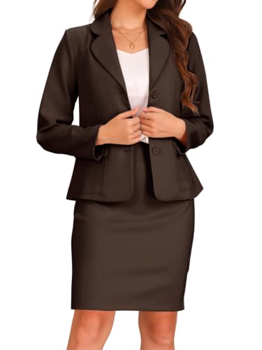 Image of Allegra K Women 2 Piece Skirt Set Suit Business Blazer and Pencil Skirt Office Work Interview Church Outfits