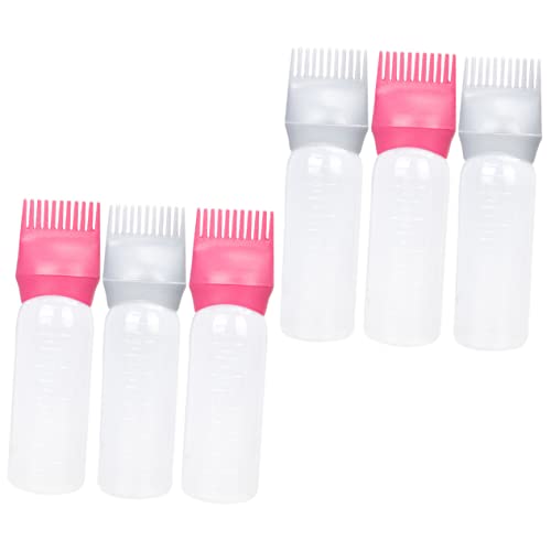 LIFKOME 6Pcs Hair Coloring Root Comb Applicator Bottle Hair Oil Applicator Bottles for Home Use Reusable with Scale Design for Precise Application and Easy Operation