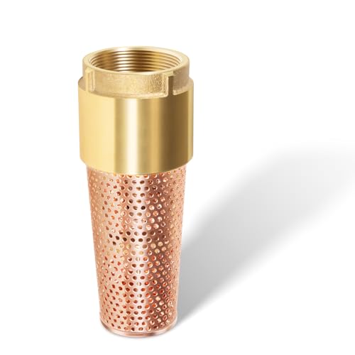 2" Foot Valve with Zebra Mussel Strainer - Universal One-Way Female NPT Thread Check Valve, Solid Copper Construction for Irrigation Pumps, Lakes, Wells, and Ponds