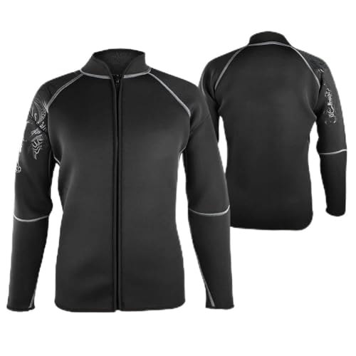Men Full Front Zip Wetsuit,Neoprene Men Snorkeling Swimming Long Sleeve Jacket Wetsuit for Swimming, Snorkeling, Diving (XXL)