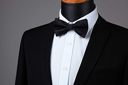 Image of HISDERN Bow Ties for Men Pretied Bowties Classic Formal Business Bow Tie Adjustable Tuxedo Bowtie for Wedding Party