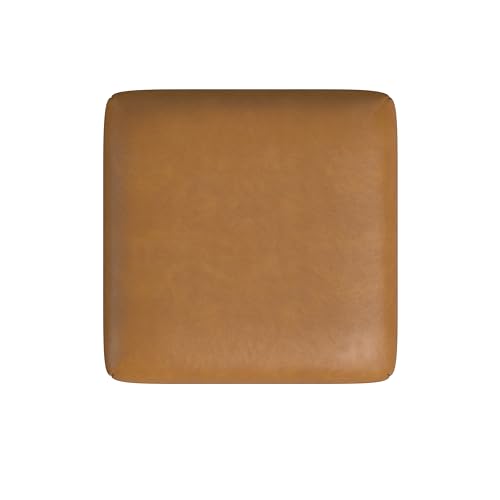 Image of HomePop Metal Frame Counter Stool, 24-Inch, Carmel Faux Leather