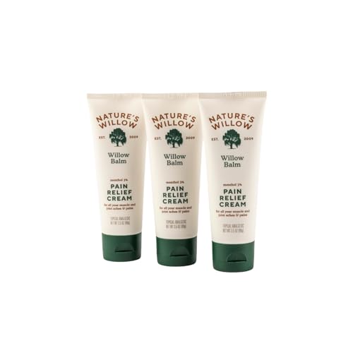 Nature's Willow Willow Balm Natural Pain Relief Cream for Muscles & Joints | Fast-Acting with Willow Bark & Menthol | Free from Artificial Fragrances & Dyes | 3-Pack | 3.5 fl oz