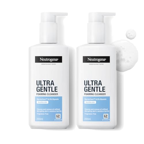 Image of Neutrogena Ultra Gentle Foaming Cleanser (Pack of 2) | 6X Gentler Face Wash for Sensitive Skin | All Skin Types | Barriercare Technology | Removes Dirt & Oil | Hydrating & Paraben-Free | For Men & Women