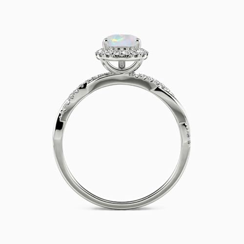 2ct 925 Sterling Silver Opal Ring for Women Real Genuine Pear Cut Halo Opal Engagement Ring Dainty October Birthstone Opal Ring For Her4