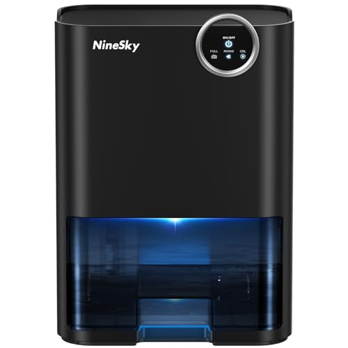 NineSky Dehumidifier for Home,70oz Water Tank, Dehumidifier for Bedroom, Bathroom with 5 Colors Lights,Auto Shutoff(H3 Black)