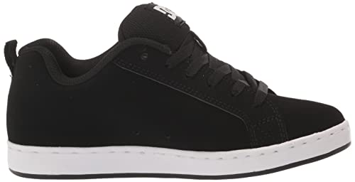 DC Women's Court Graffik Casual Low Top Skate Shoe, Black/White Stencil, 5