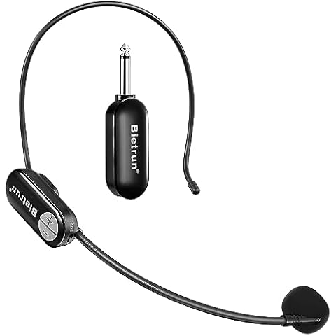 Bietrun Wireless Microphone Headset with 1/4''Plug, 165ft Range, UHF Wireless Headset Mic & Handheld Mic 2 in 1, for Karaoke Speaker, Amplifier, Mic Speakers, PA System, Teaching, Fitness (Black) Cover