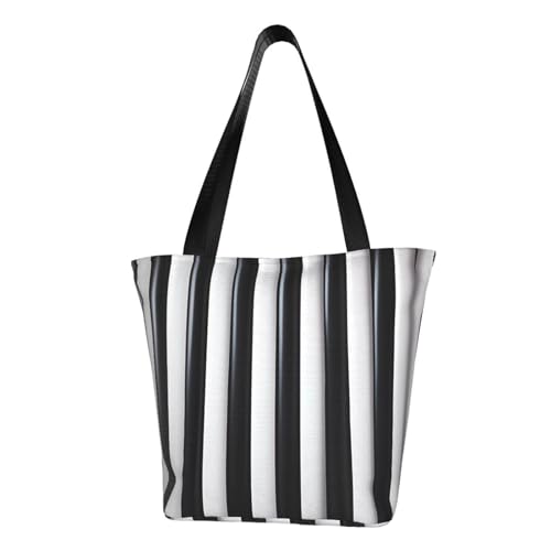 Sac à main à bandoulière rayé noir et blanc pour femme, taille unique chic pour le quotidien