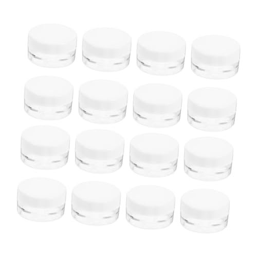 PACKOVE 20 piezas Tarros Plásticos Transparentes para Crema Facial con Tapa Blanca Envases Compactos Apilables y Ligeros para Loción y Cosméticos