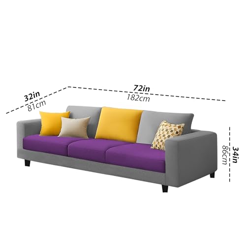 Image of Galib 3 Seater Sofa Set for Living Room (Purple Grey Fabric) Premium Fabric Sofa Set