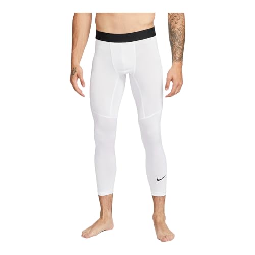 Nike Men's Pro Dri-FIT 3/4-Length Fitness Tights White/Black Medium