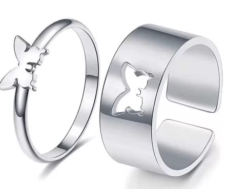 MEENAZ Butterfly Rings for women girls lovers men boys Couple girlfriend Couples Husband wife Gf BF AD CZ Stylish Valentine American diamond Adjustable 2 Platinum Gold Silver Finger Ring Combo set -68 (B0BSFXWTKD) Amazon Price History, Amazon Price Tracker