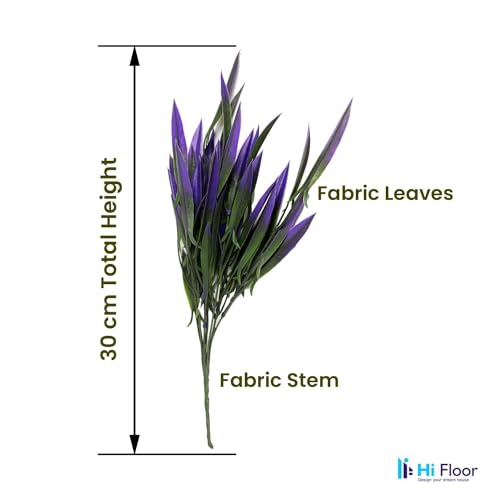 Image of Enhance Your Space with Artificial Leaf Decor Foliage for Stunning Interiors Decorative Items for Home;Office; Room; Living Room; Table; (Without Vase) (Pack of 2, Green-Violet)