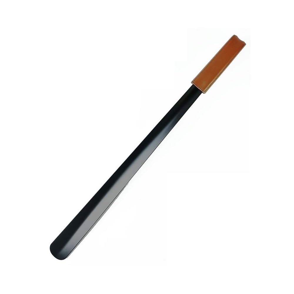 Podróż łyżka do butów ze stali nierdzewnej z długim uchwytem 58 cm łyżka metalowa łyżka do użytku domowego pomoc dla dzieci (czarny)