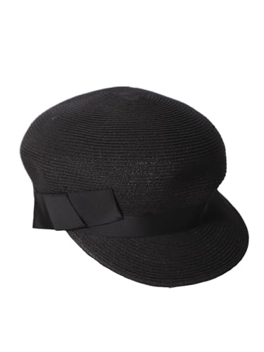 Sombrero de paja femenino con ala ancha y lazo negro miniatura 5