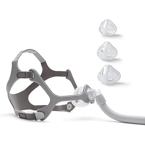 Gbbazu Replacement Nasal Cushion_Tube Frame_Elbow with Headgear Assembly for Respironics Wisp, Full Kit with S/M/L Size Cushion for Wisp, Grey Cover