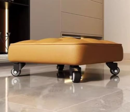 DRWGキャスターチェア スクエア ロースツール ラウンド 屋内 モバイルワーク 低め高さ 作業用 快適 フットスツール ユニバーサルホイール 360度回転 低作業椅子 移動便利 省スペース リビング 玄関 オフィス ([プーリースクエアスツール - サイレントユニバーサルホイール] ライトグレー) [2]