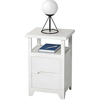 HOUOOFVA Fully Assembled Bedside Cabinet, Small Bedside Table with 2 Drawers, Modern White Side Table for Bedroom, Living Room & Hallway (H56 x L36 x W30cm)